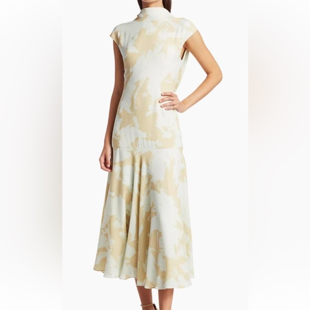 Proenza Schouler Draped Back Printed Dress